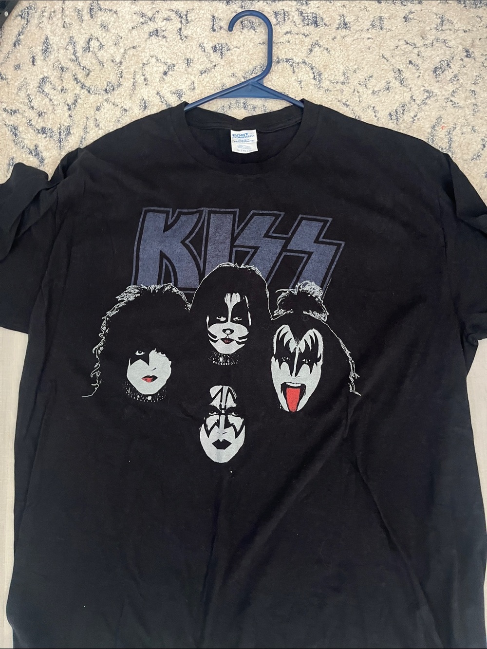 Kiss Black Graphic Tee with White, Red & Blue Print Band Tee